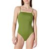 Amazon Essentials Costume da Bagno Intero con Scollo Quadrato Donna, Verde Oliva, 46