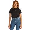 Calvin Klein Donna T-Shirt Maniche Corte Woven Label Regular Tee in Cotone, Nero (CK Black), XXS