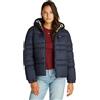 Tommy Jeans Donna Piumino Quilt Rouch Tape Jacket con Cappuccio, Blu (Dark Night Navy), M