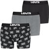Levi's Gift Batwing Logo Boxer Briefs, Nero/Grigio, L (Pacco da 3) Uomo