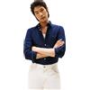 Tommy Hilfiger Uomo Camicia Oxford Shirt Maniche Lunghe, Blu (Preppy Navy/Desert Sky Solid), M