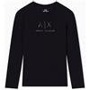 Armani Exchange Maglietta da Donna a Maniche Lunghe, con Logo e Strass, Slim Fit, Nero, S