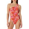 Amazon Essentials Costume da Bagno Intero Monospalla Donna, Rosso Papavero Brillante Folk Floral, 46