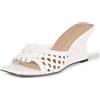 Amazon Essentials Sandali con zeppa da donna, tessuto di canna bianco sporco, 42