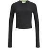 JJXX Jack & Jones JXVALENTINA LS Soft Cropped CN Knit Pullover, Black, S