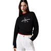 Calvin Klein Donna Felpa Monologo French Terry con Scollo Rotondo, Nero (Black), XS