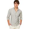 TRENDYOL Camicia da Uomo Slim Fit Button Colletto Sottile a Righe, Cachi, M