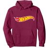 Hot Wheels Felpa Hot Wheels Uomo, Ufficiale, Logo Felpa con Cappuccio, Unisex per Adulti, Bordeaux, L