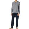 Schiesser Herren Schlafanzug Lang mit Knopfleiste-Nightwear Set Pigiama, Blu Notte_182515, 56 Uomo