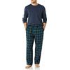 Amazon Essentials Pigiama da Uomo in Morbida Flanella (Disponibile nelle Taglie Big & Tall), Blu Navy/Tartan, S