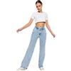 Trendyol - Blue Waist Detailed High Waist 90's Wide Leg Jeans, Jeans Donna