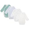 BABIDU | Set 4 Body Incrociati Neonato Manica Lunga - 100% Cotone, Morbidi e Traspiranti - Corredino Nascita Unisex Bambino e Bambina, Delicati sulla Pelle, Made in Europe