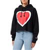 Champion Reverse Weave Cropped Cut-Off Hoodie, Felpa con cappuccio Donna, Nero, S