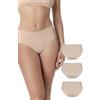 Lovable Slip Midi Pacco da 3 | Mutandine in Microfibra Taglio al Vivo | Laser Cut Invisibili sotto i Vestiti |Intimo Second Skin Micro Donna x3, Nudo Chiaro, XXL
