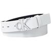 Calvin Klein Donna Cintura Monogram Plaque Buckle 3,0 cm Cintura in Pelle, Bianco (Lily White), 75 cm