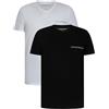 EMPORIO ARMANI Maglietta da Uomo, 2 Pezzi, Scollo a V, Bianco/Nero, XL