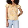 Amazon Essentials Blusa in Raso di Cotone con Collo Arricciato, Vestibilità Comoda Donna, Giallo Drato Multi Folk Floral, M
