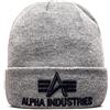 Alpha Industries 3D Beanie Cappello da Uomo in Acrilico Lavorato a Maglia Grey Heather