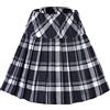 Urban Coco Donna Elastico in Vita a Pieghe Tartan Scuola Gonna Medio Serie 1 Bianco
