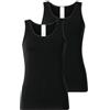 Schiesser Damen 2 Pack Unterhemd Tanktops mit Spitze Baumwolle Mix-Modern Multipacks Intimo, Nero_182906, 52 Donna