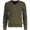 GANT Maglione Classico in Cotone con Scollo a V, Juniper Green, L