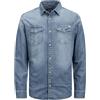 Jack & Jones S JJESHERIDAN Shirt L/S Camicia in Jeans, Blu (Medium Blue Denim Fit:Slim), XX-Large Uomo