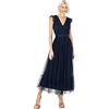 Anaya with Love Ladies Maxi Dress Women V Neckline Sleeveless Frilly for Wedding Guest Bridesmaid Prom Long High Empire Waist Tiered Vestito, Navy Blue, 54 Donna