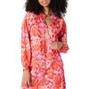 Amazon Essentials Blusa in Raso di Cotone con Collo Arricciato, Vestibilità Comoda Donna, Rosso Papavero Brillante Multi Folk Floral, XXL