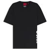 HUGO Maglietta da Uomo RN Relaxed Relaxed Fit, in Cotone Biologico con Logo Verticale, Nero, L