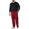 Amazon Essentials Pigiama da Uomo in Morbida Flanella (Disponibile nelle Taglie Big & Tall), a Quadri Nero e Rosso, S