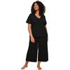 Trendyol Set Pigiama da Donna in Maglia Tinta Unita t-Shirt-Pantaloni Taglie Forti, Nero, 3XL Plus