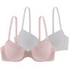 Dorina Set 2 Reggiseni Demi Donna Louise - Leggermente Imbottiti, con Ferretto, Coppe Preformate, Microfibra a Strisce Burnout Premium & Micro Morbida per Comfort e Supporto, Rosa e Avorio