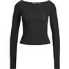 JJXX Jxsigga STR Glitter Boatneck LS Top Jrs Maglietta a Maniche Lunghe, Nero, M Donna