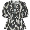 PIECES PCJADE 2/4 O-Neck Top D2D, Black/AOP: Leone, XS