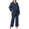 Amazon Essentials Set pigiama da donna in flanella a maniche lunghe con bottoni sul davanti e pantaloni, stampa a pois blu navy, L