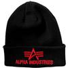 Alpha Industries 3D Beanie Cappello da Uomo in Acrilico Lavorato a Maglia Black/Red