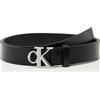 Calvin Klein Donna Cintura Monogram Plaque Buckle 3,0 cm Cintura in Pelle, Nero (Black), 80 cm