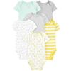 Simple Joys by Carter's Body a Maniche Corte Unisex Bimbi, Pacco da 6, Grigio/Giallo, 0 mesi