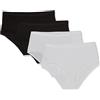Playtex Slip Midi in Cotone Biologico Confortevole Donna x4, Bianco/Nero, 3/M