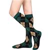 Benefeet Sox Calze alte al ginocchio per donne e ragazze calze lunghe a righe calze atletiche al ginocchio calze sportive all'aperto calze da costume, Argyle Verde, Taglia unica