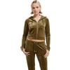 Juicy Couture Felpa con Cappuccio in Velluto Classico con Logo Juicy, Verde Oliva Scuro, L