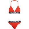 Calvin Klein Bambina Bikini Triangle Set con Fascia con Logo, Rosso (Flaming Chili), 8-10 Anni
