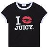 Juicy Couture I Kiss Figubetontes T Shirt Top Oberteil mit Applikationen Versch. Farben, Nero, M Donna