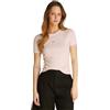 Calvin Klein Donna T-Shirt Maniche Corte Woven Label Rib Tee Slim Fit
