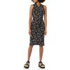 Amazon Essentials Vestito Effetto Portafoglio con Collo Ritorto e Incrocio Smanicato Donna, Nero Motivo Floreale Piccolo, S
