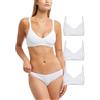 POMPEA 3 Pezzi Reggiseno Senza Ferretto in Cotone, Brassiere Morbida ed Elastica con Coppe Preformate