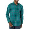 Amazon Essentials Camicia in Popeline Elasticizzato A Manica Lunga dalla vestibilità Aderente Uomo, Verde Oro A Quadretti, L