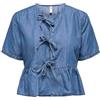 ONLY Onlbea SS Bow DNM Shirt Bj, Media Blu Denim, S Donna