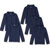 Amazon Essentials Polo in Tessuto Interlock a Maniche Lunghe Bambine e Ragazze, Pacco da 5, Blu Marino, 4 Anni