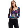Desigual Blus_Patch Flowers 2000 Nero Camicia da Donna